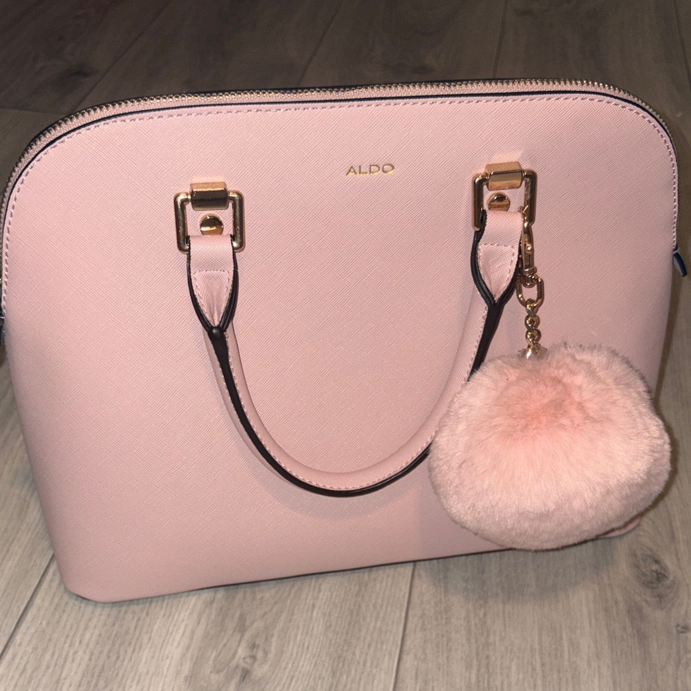 Aldo Blush Pink Satchel with Pom Pom